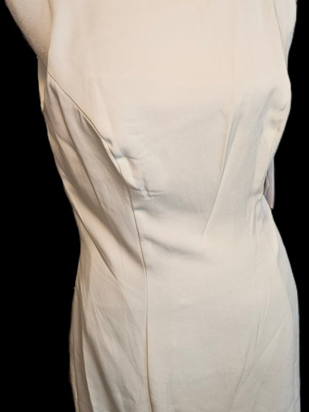 Size 6 Ieena for Mac Duggal 49280 White Beaded Jewel Neck Sheath Mini Dress NWT